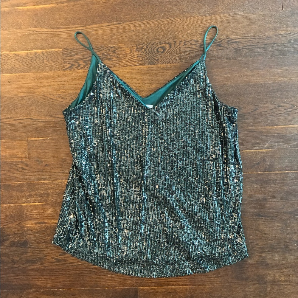 Calvin Klein forest green Sequin tank sz S